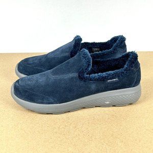 Skechers On the Go Captivating Suede Faux Fur Lined Shoes Womens 9 Navy Blue